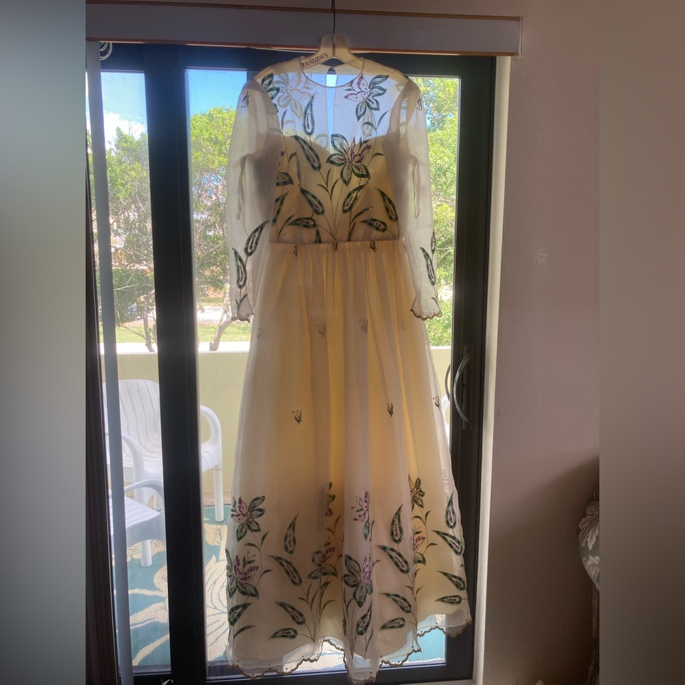 Vintage Embroidered Cream Gown